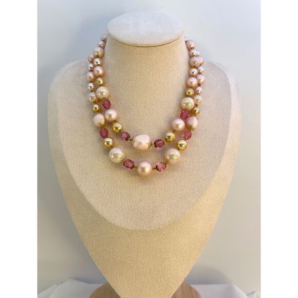 Vintage Japan Glass & Faux Pearl Chocker Necklace - Picture 1 of 6